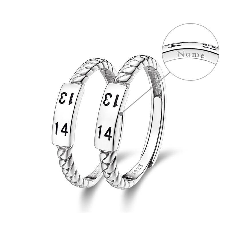 1314 Endless Love - Personalized Silver Couple Rings | Totwoo Smart Jewelry